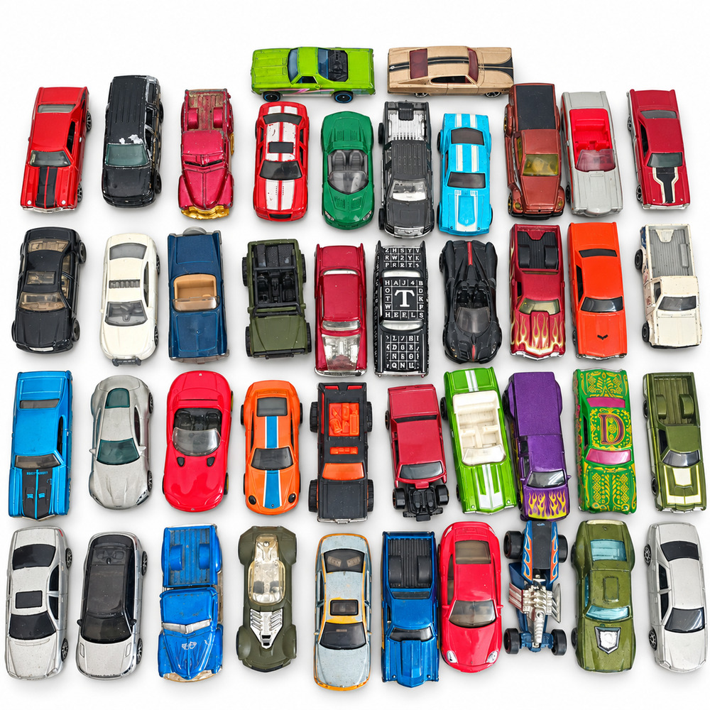 42pc Mixed Diecast Toy Car Lot Hot Wheels Matchbox Style Cars Trucks Loose Used